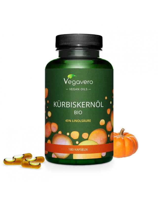 Кürbiskernöl Bio/ Масло от био тиквено семе, 180 капсули, 100% Vegan Vegavero - Feel You