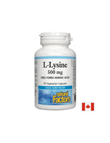 Herpes simplex, osteoporoză și sănătatea inimii - L-Lizină 500 mg, 90 capsule Natural Factors