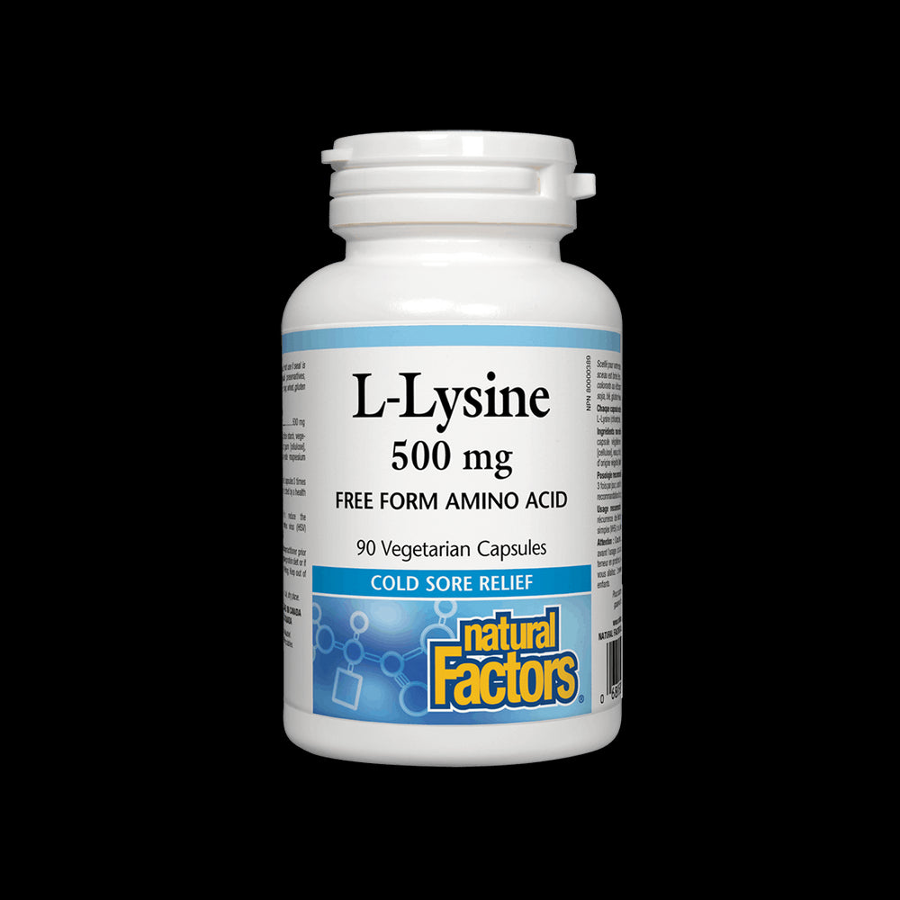 Herpes simplex, osteoporoză și sănătatea inimii - L-Lizină 500 mg, 90 capsule Natural Factors