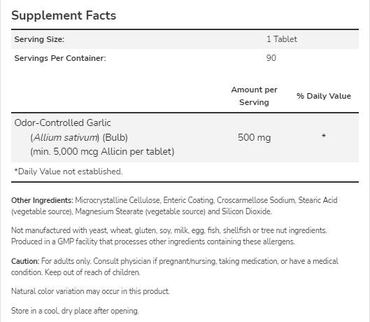 Alho 5000 | Odor controlado - 90 comprimidos