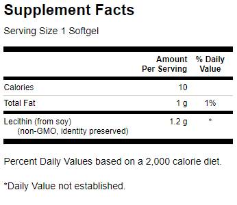 Lecithin Non-GMO 1200 mg 180 gel capsules