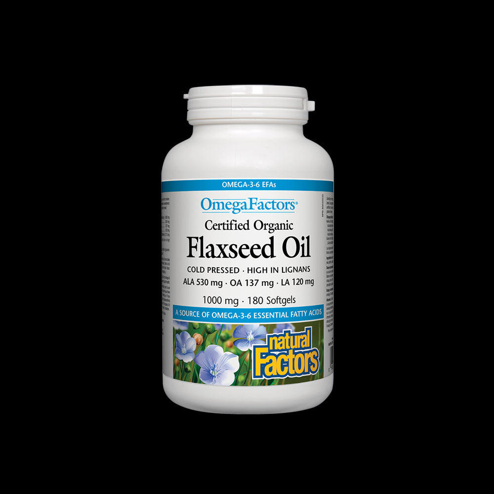 Certified Organic Flaxseed Oil - 180 Gel capsules