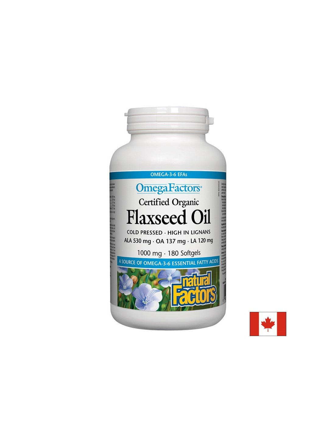 Certified Organic Flaxseed Oil - 180 Gel capsules