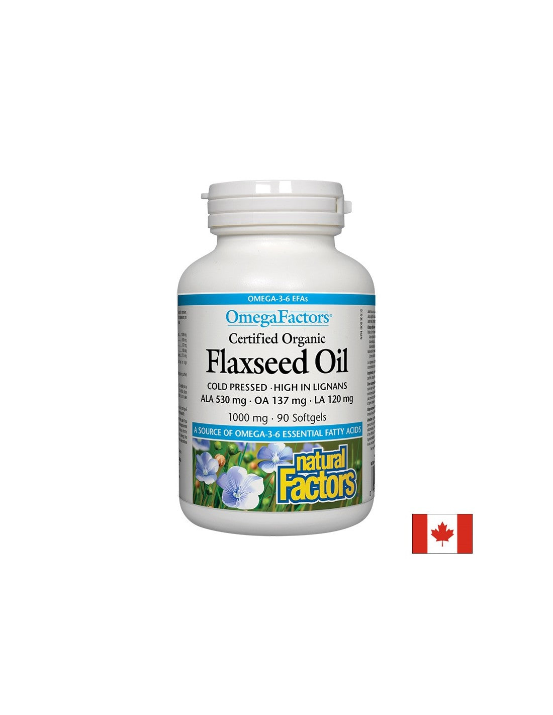 Flaxseed Oil - Flaxseed Oil 1000 mg, 90 softgel capsules Natural Factors