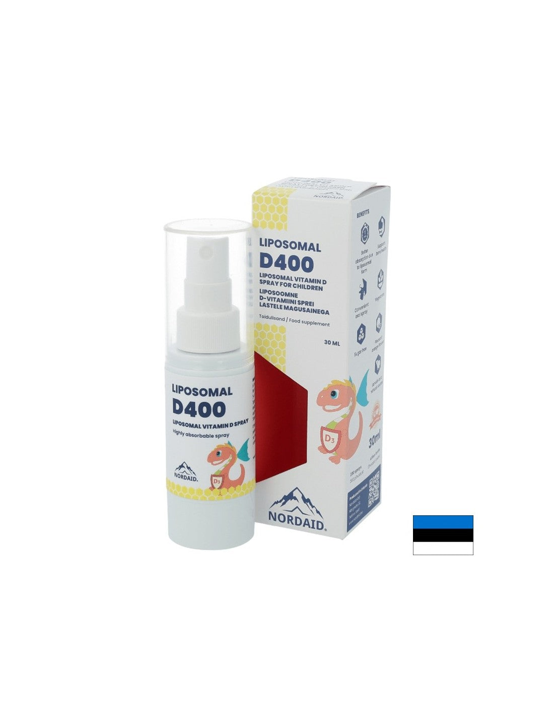 Liposomiale Vitamina D3 400 UI con elevato assorbimento - forte immunità e ossa e denti sani nei bambini, spray per la bocca di 30 ml, 200 dosi