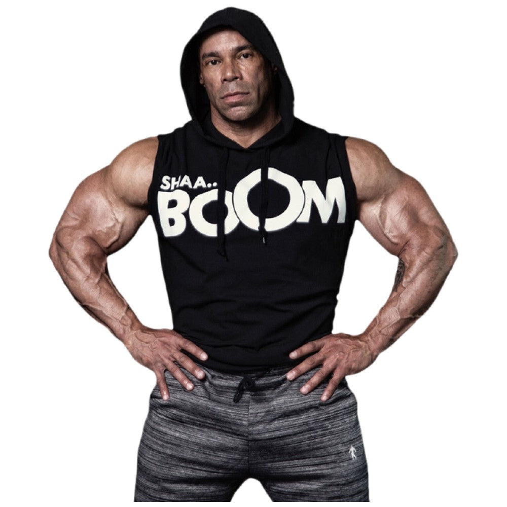 Мъжки суичър без ръкави / LM Hoodie Sleeveless Shaa Boom - Black - Feel You