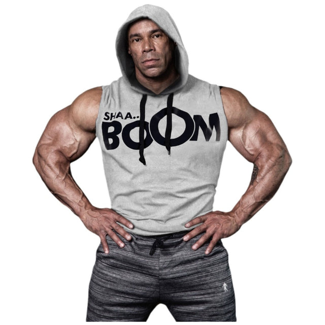 Мъжки суичър без ръкави / LM Hoodie Sleeveless Shaa Boom - Grey - Feel You