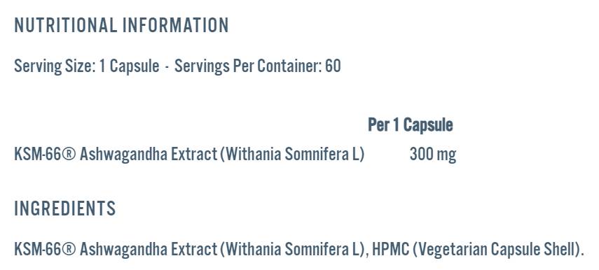 Ashwagandha KSM -66 300 mg - 60 kapsulės