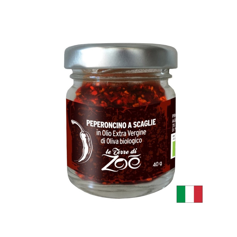 Čili papriki kosmiči v olivnem olju (ekstra devica), organski, 40 g