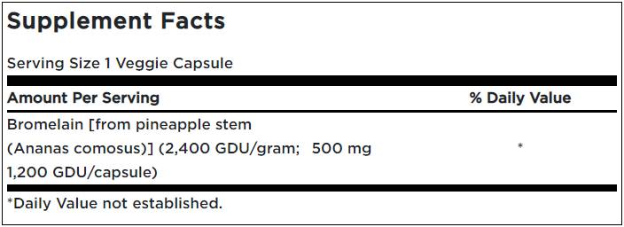 Bromelin 500 mg / 1200 PDU - 60 verlängerten -Relase Capselen