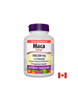 Maca Energy cu Ginseng - Maca si Ginseng coreean, 90 capsule Webber Naturals
