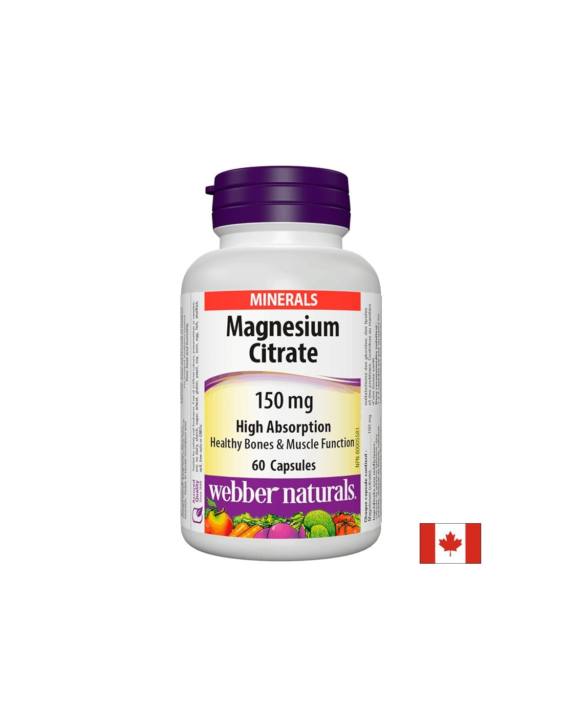 Magnesium Citrat / Magnesium Citrat / mat héijer Absorptioun / 150 mg, 60 Kapselen Webber Naturs