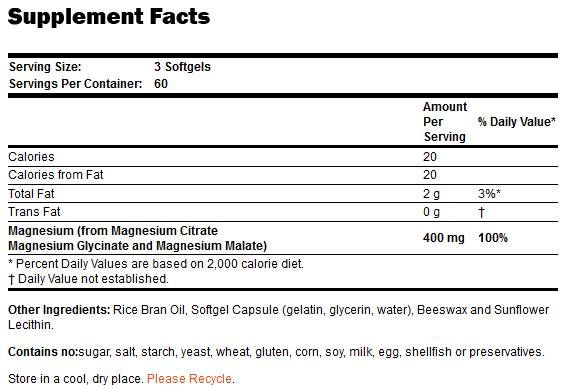 Magnesium Zitater Softgelen - 180 Gelkops