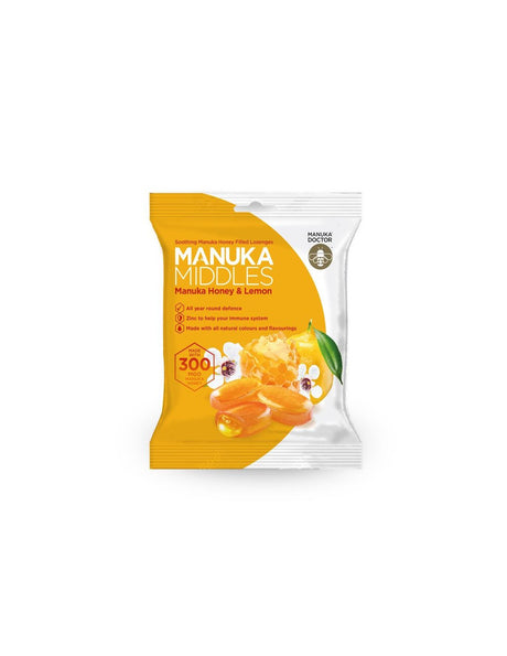 Вкусни бонбони за смучене с мед от манука, цинк и лимон - Manuka Middles Honey & Lemon MGO 300 - Feel You