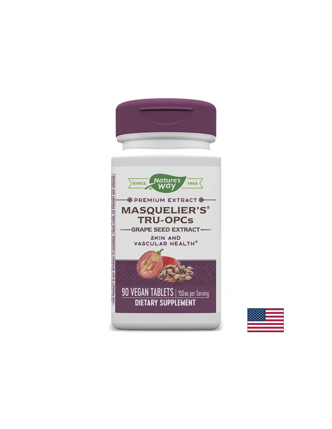 Extracto de semilla de uva Masquelier's® Tru-Opcs ™, 90 tabletas Nature's Way