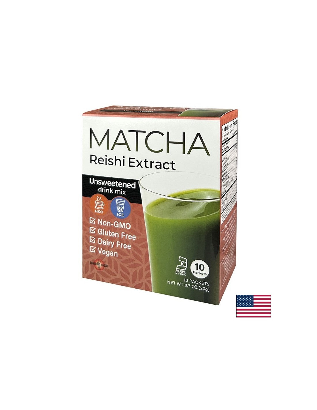 Matcha con estratto di funghi Reishi, 10 bustine