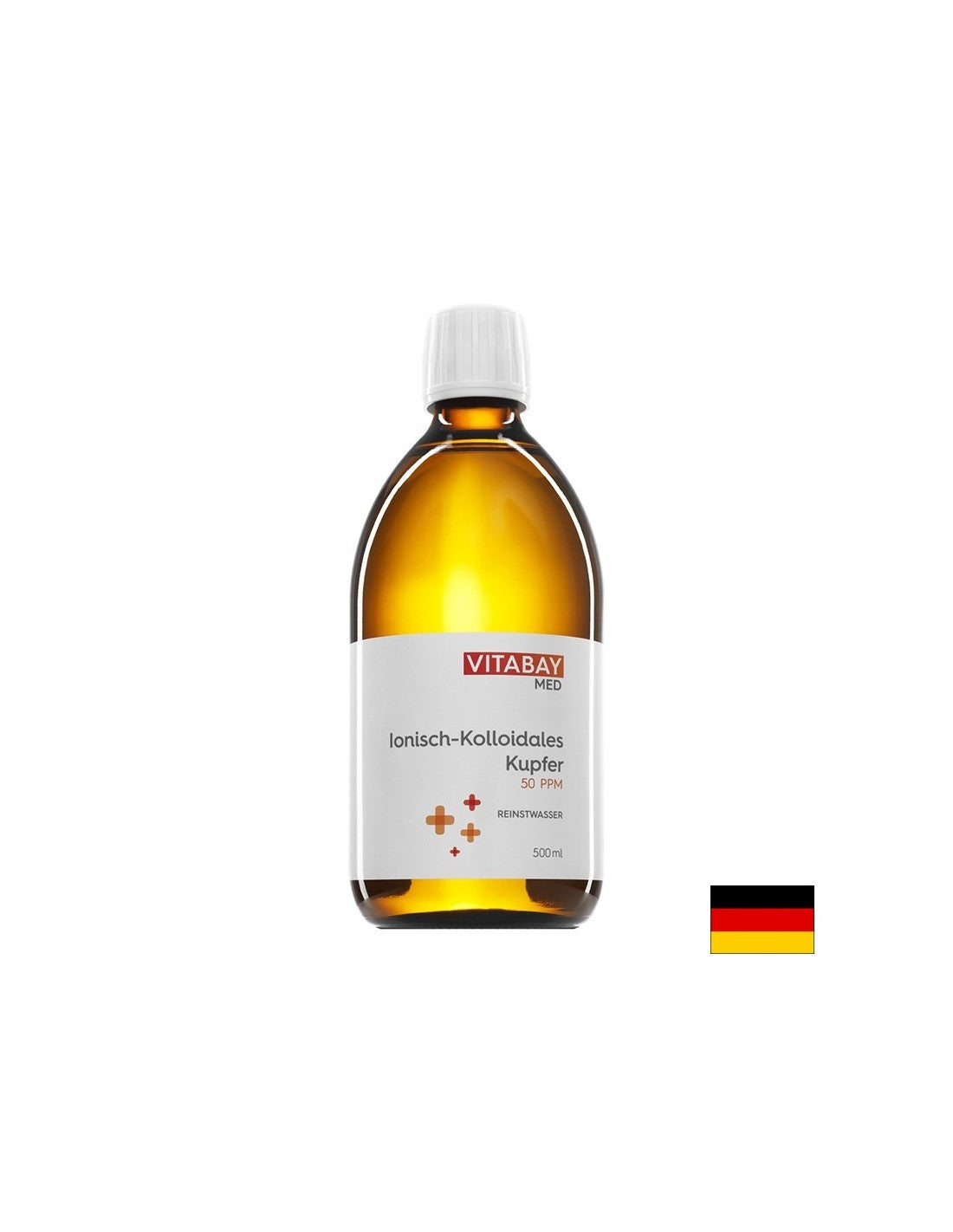 MED Kolloidales Kupfer 50 PPM - Koloidní měď 50 PPM, vysoce koncentrovaná (99,99% čistota), 500 ml <tc>Vitabay</tc>