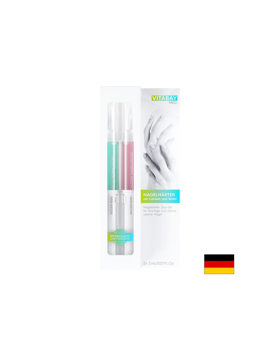 MED Nagelhärter Duo-Set - Set de întăritor de unghii duo cu calciu și biotină, 2 x 2 ml Vitabay