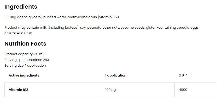 Vitaminas B12 metilkobalaminas 100 mcg purškalo 30 ml