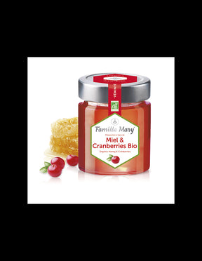 Miel and Cranberries Bio / Bio Acacia honey + Cranberries, 170 g Famille Mary - Nutra Best Europe