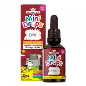 Hierro + vitamina C + vitamina B12 + gotas de ácido fólico para niños (mini gotas de hierro) 50 ml de natureSid