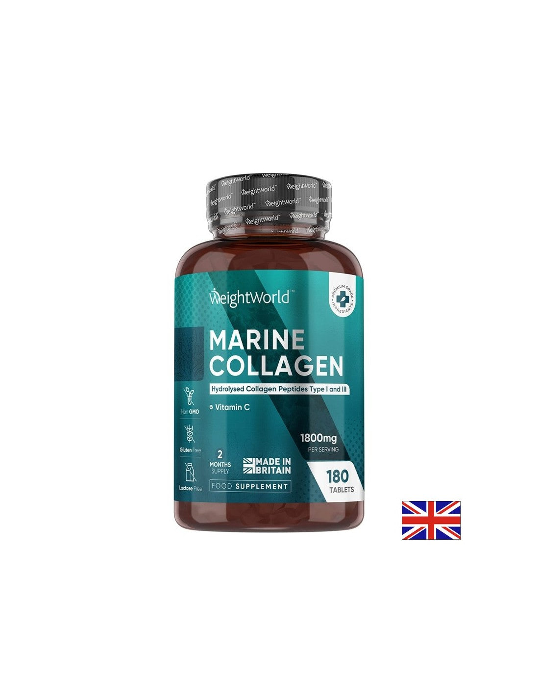 Piel joven: articulaciones sanas - colágeno marino hidrolizado + vitamina C, 180 tabletas