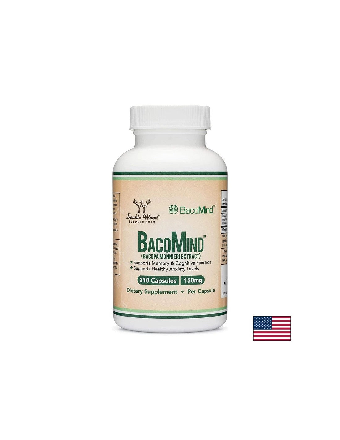 Brain function - Bacopa Monieri BacoMind™, 210 capsules Double Wood