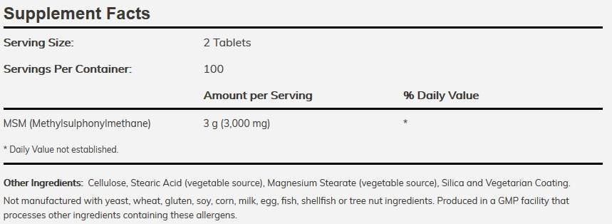 MSM 1500 mg - 200 Таблетки