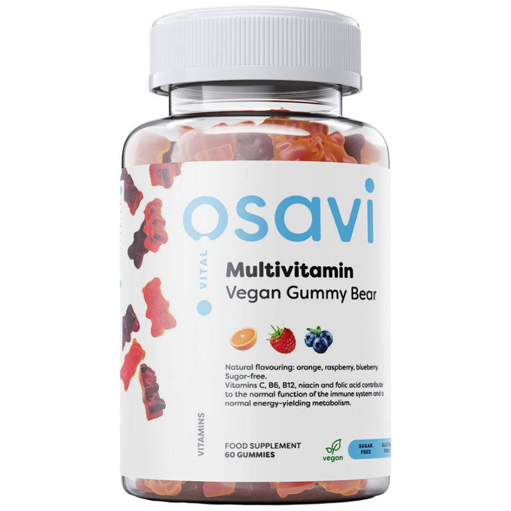 Multivitamin Vegan Gummy Bear | Orange, Raspberry, Blueberry - 60 желирани бонбони - Feel You