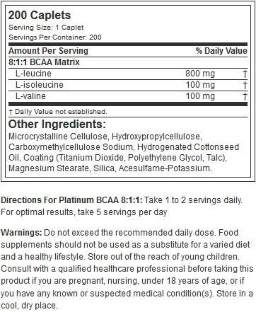 Platinum BCAA 8:1:1 - 200 каплети