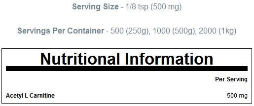 Atsetüül -l -karnitiinipulber - 250 grammi