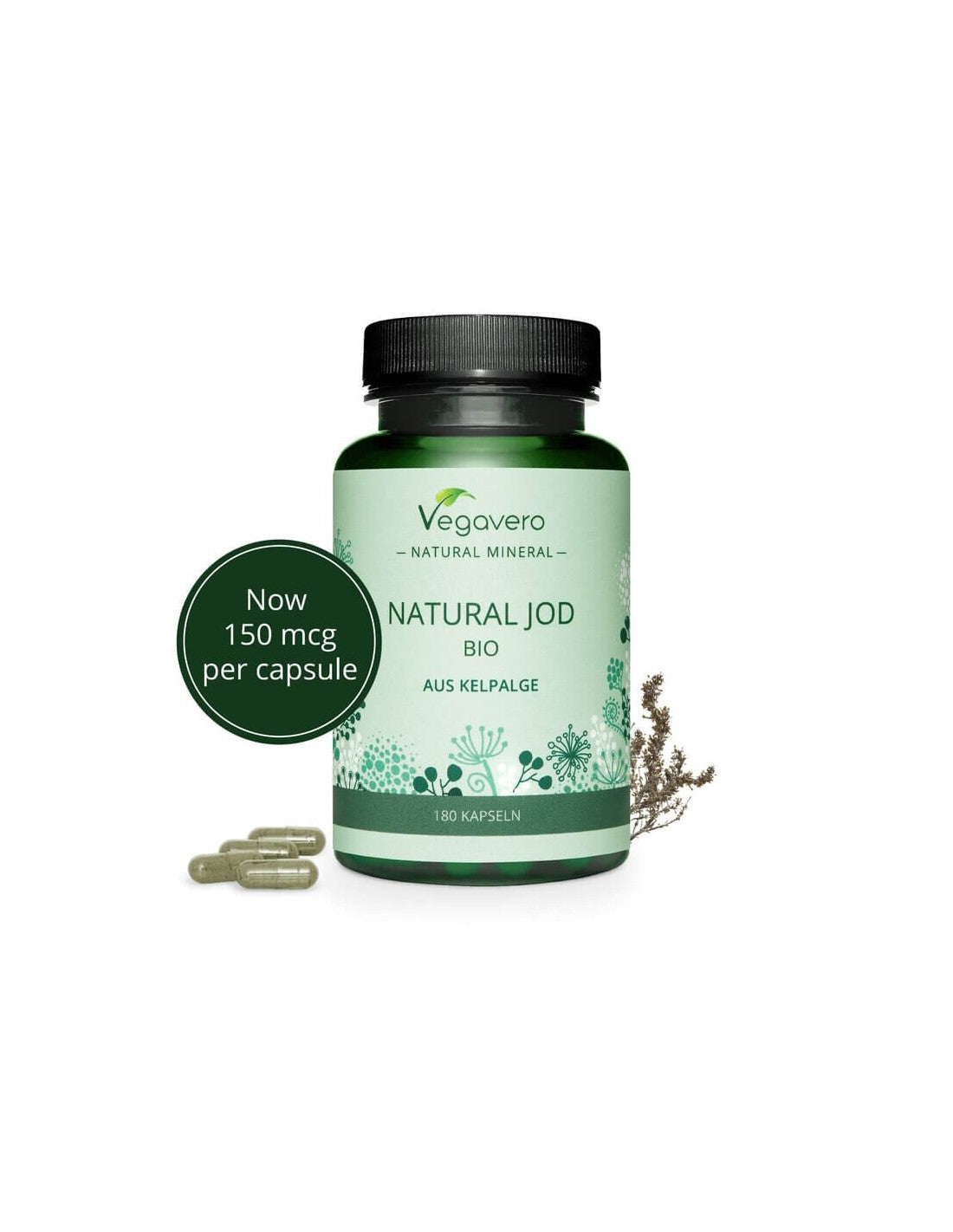 Natural Jod Bio Aus Kelpalge/ Натурален йод от био водорасли, 180 капсули, 100% Vegan Vegavero - Feel You