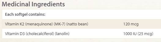 Vitamin k 120. MCG & VITAMIN D 1000 IU - 60 Gelkomples