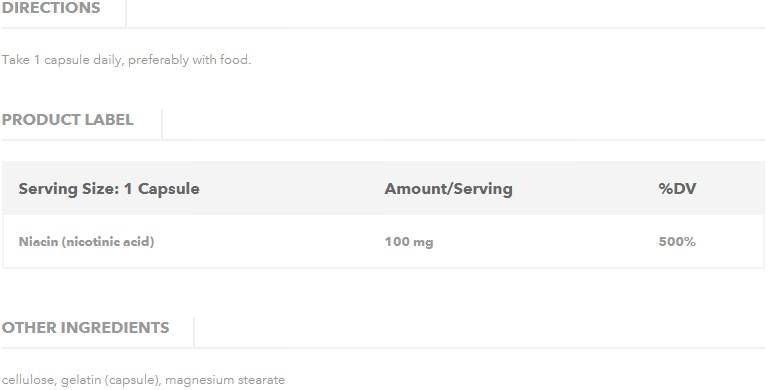 NIACIN 100 mg - 100 capsules