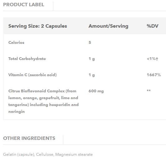 Vitamin C with Bioflavonoids 500 mg - 100 capsules