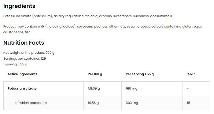 Potassium Citrate Powder 200 грама - Feel You