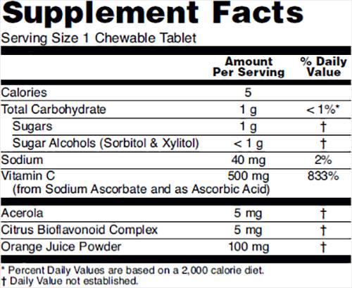 Vitamina C -500 mastigável - 100 comprimidos de mastigação