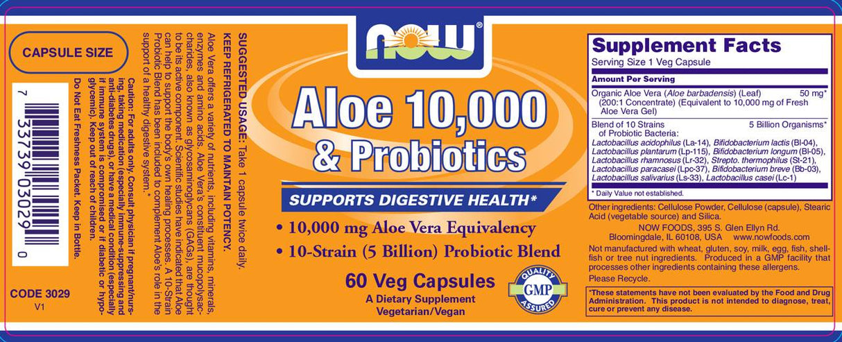 Aloe Vera 10,000 & Probiotics - 60 capsules