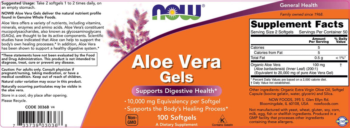 Aloe Vera Gels - 100 gel capsules