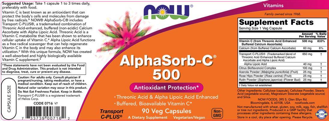 Alfazorb -C 500 mg - 180 kapsulės