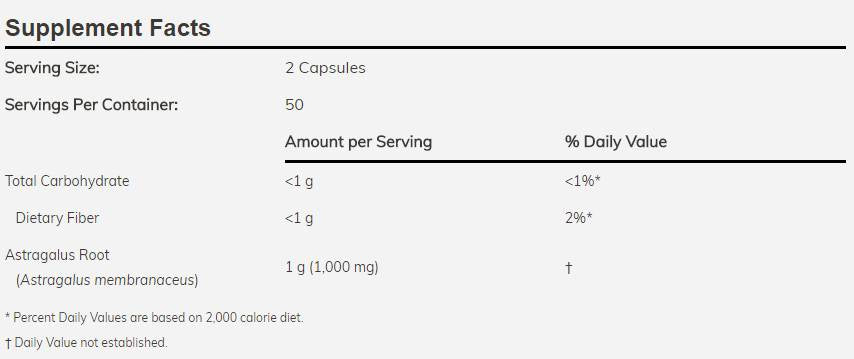 Astragalus 500 mg - 100 kapsulių