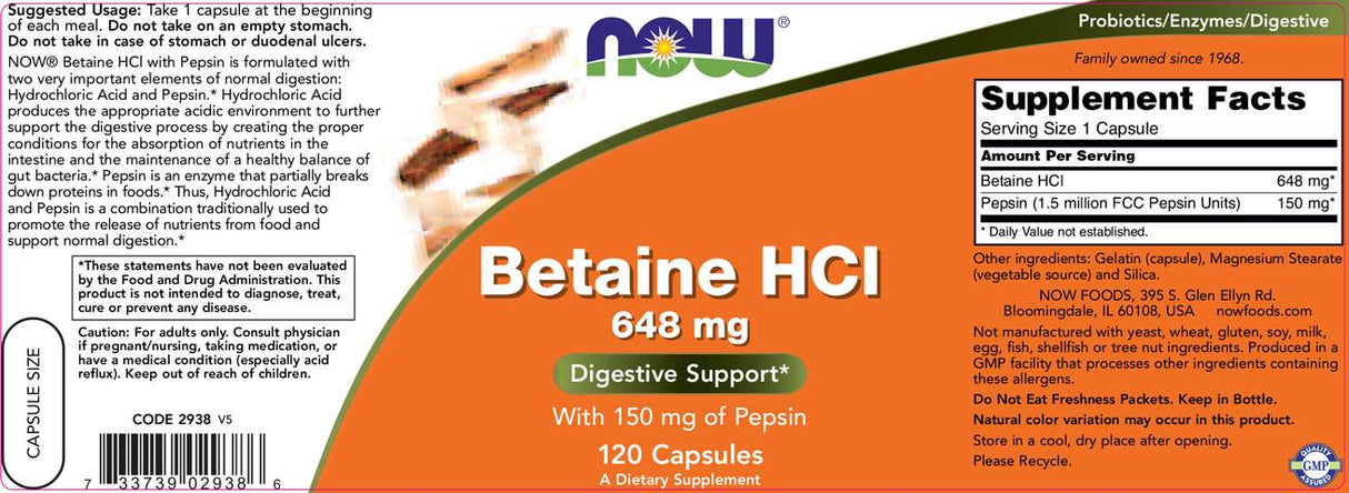 Betaine HCl 648 mg - 120 капсули - Feel You