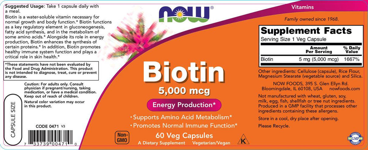 Biotină 5000 mcg - 60 capsule