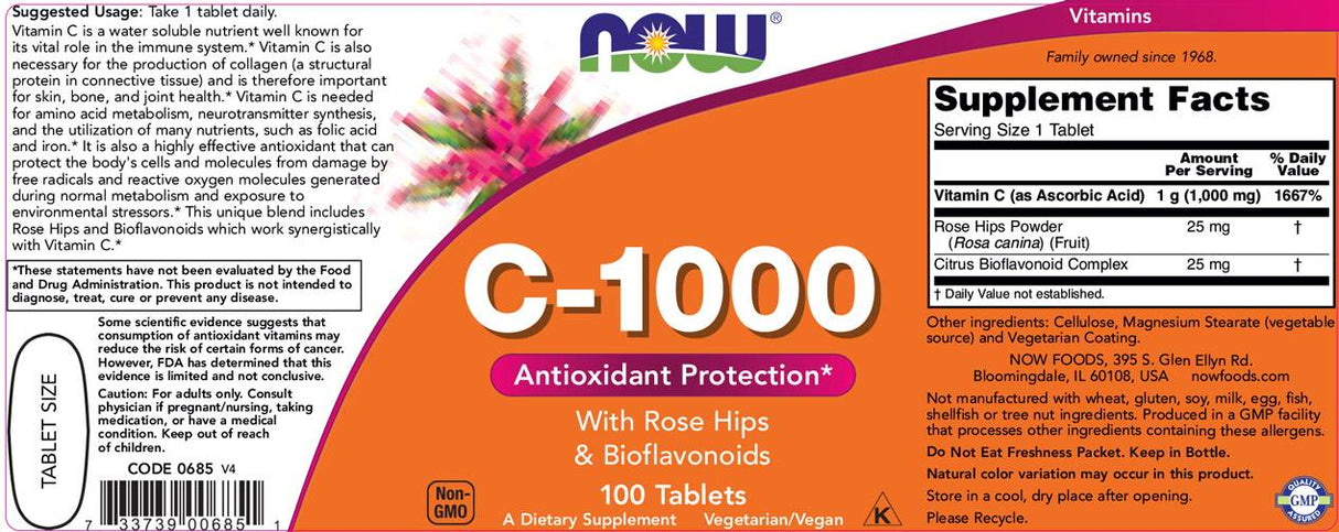 Vitamin C-1000 / with Rose Hips + Bioflavonoids - 250 Таблетки