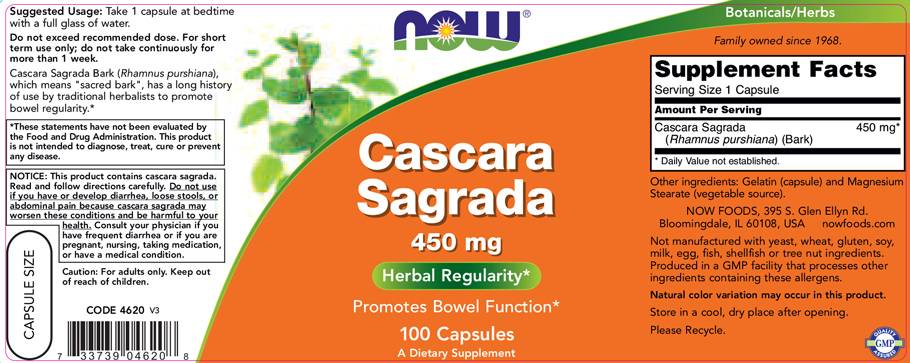 Cascara Sagrada 450 mg - 100 capsules