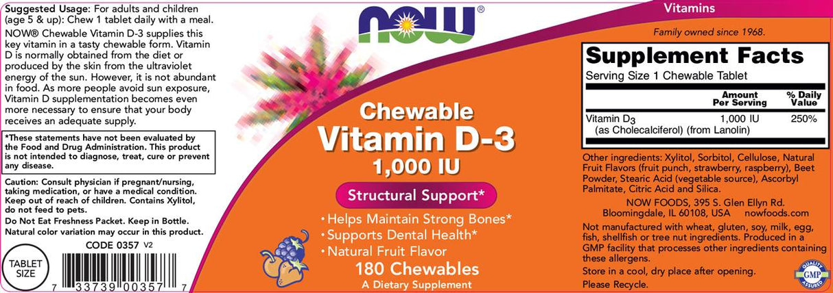 Vitamin D-3 1000 IU | Chewable - 180 chewable Pëllen