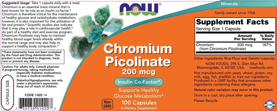 Chromo picolinate 200 mcg - 100 kapsulių