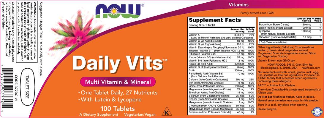 Vits diários multi - 100 comprimidos