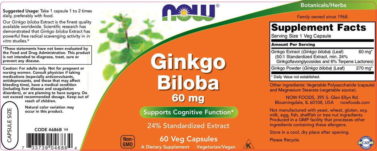 Ginkgo Biloba 60 mg - 60 capsules