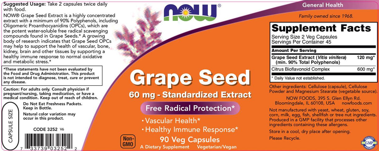 Grape Seed Antioxidant 60 mg - 90 капсули - Feel You